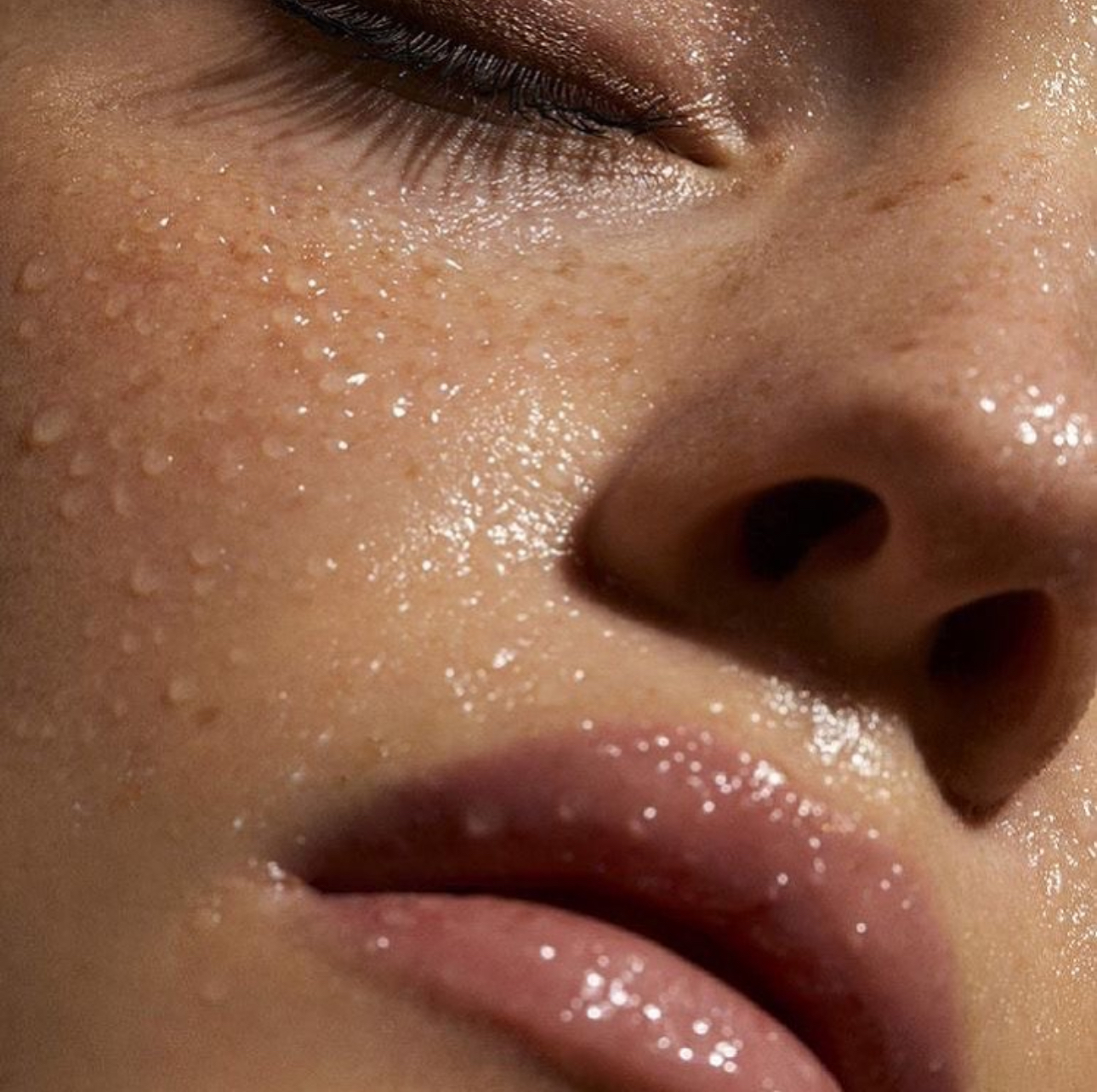 Close-up of glowing skin